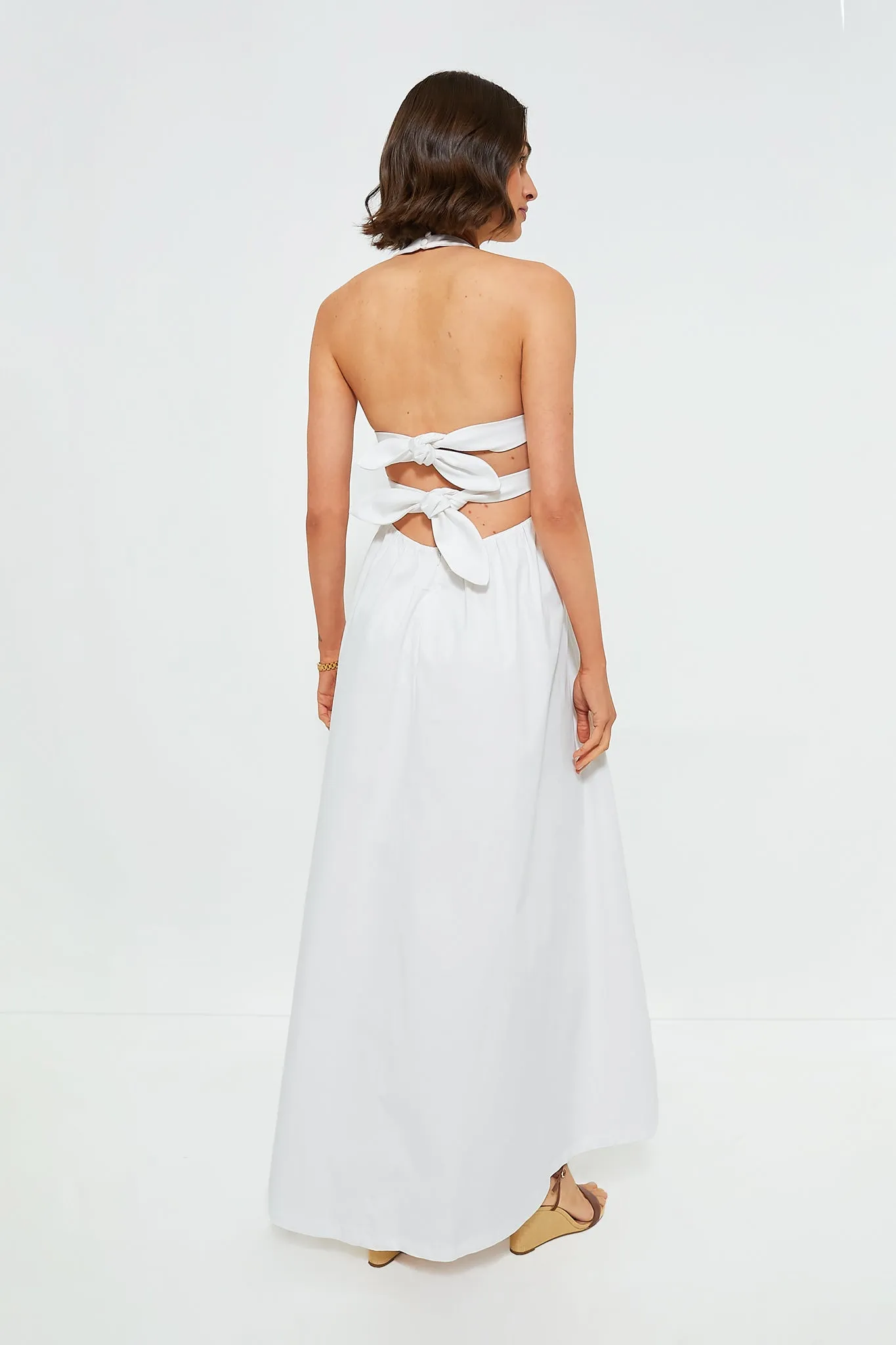 Off White Solid Long Dress