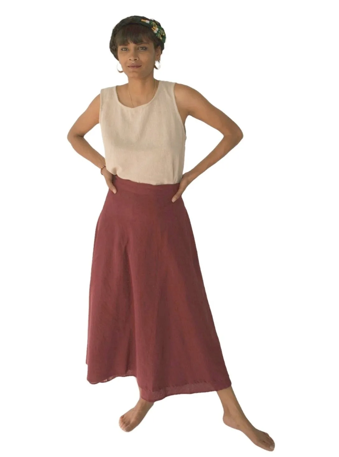 Organic Cotton Maroon Wrap Skirt