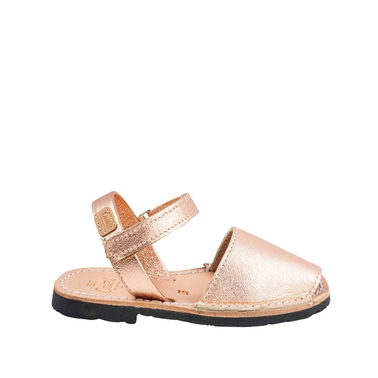 Plain Leather Menorcan Sandal For Kids - Iker 1002 Metallic