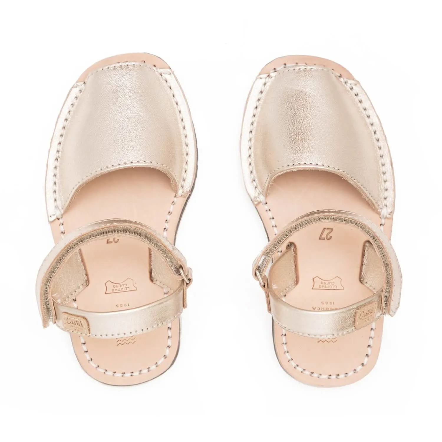 Plain Leather Menorcan Sandal For Kids - Iker 1002 Metallic