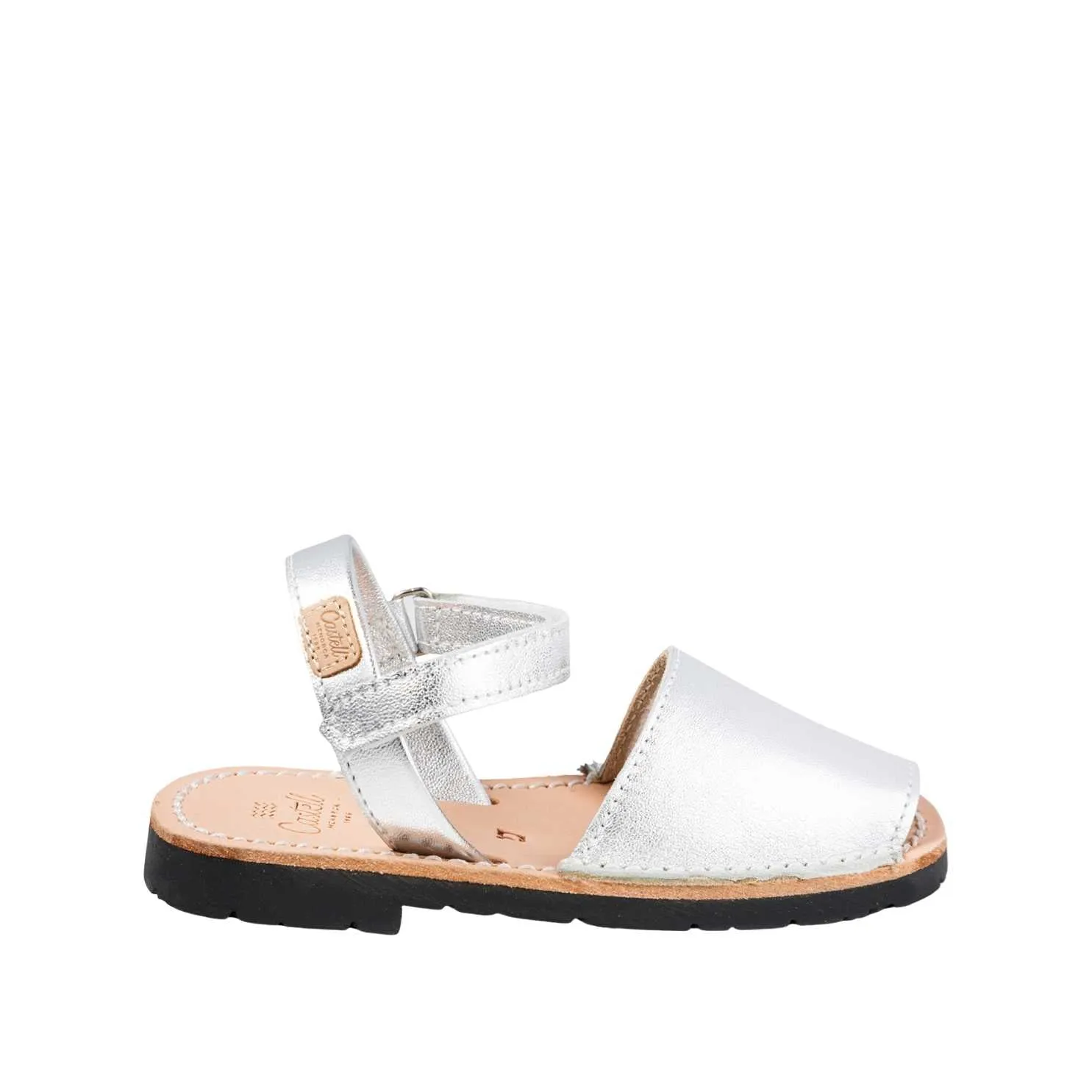 Plain Leather Menorcan Sandal For Kids - Iker 1002 Metallic