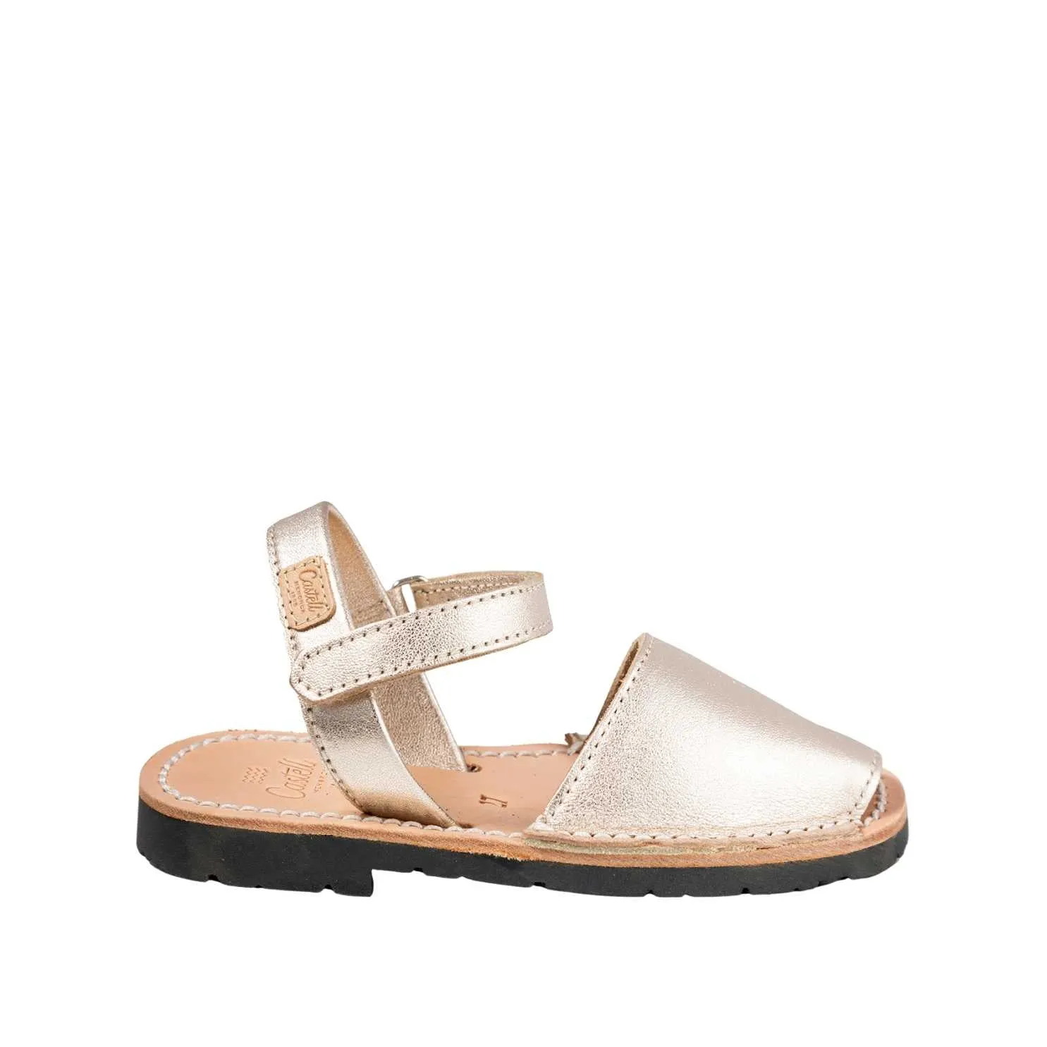 Plain Leather Menorcan Sandal For Kids - Iker 1002 Metallic