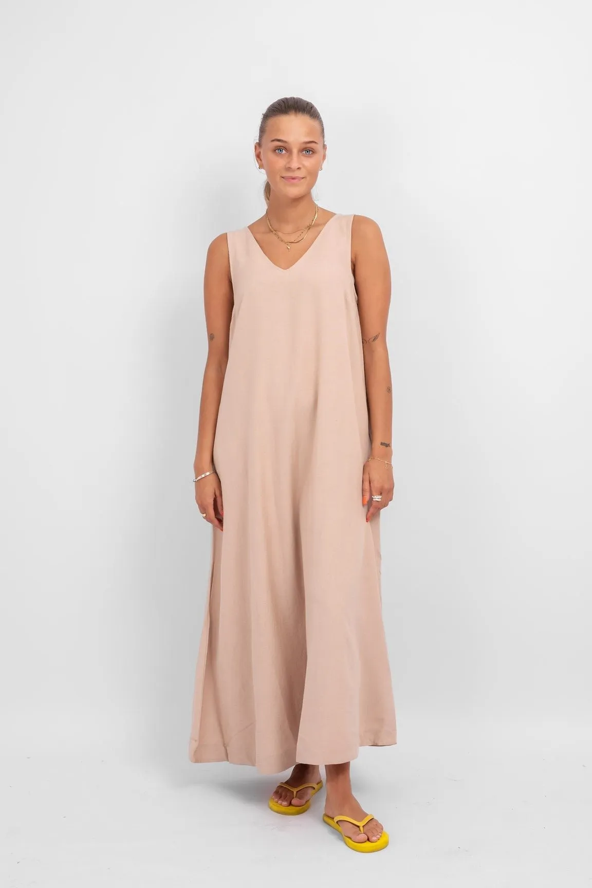 Prisilla V-Neck Midi Dress - Cement