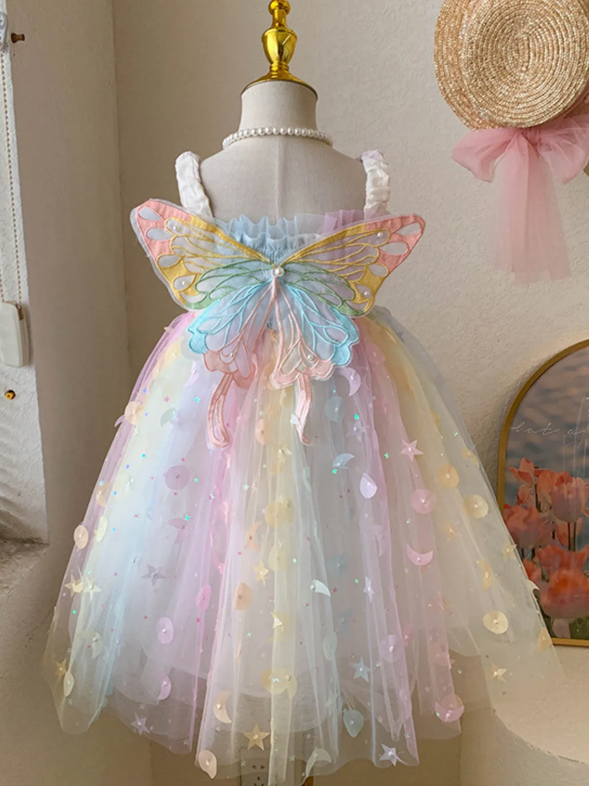 Queen Rainbow Butterfly Smocked Dress