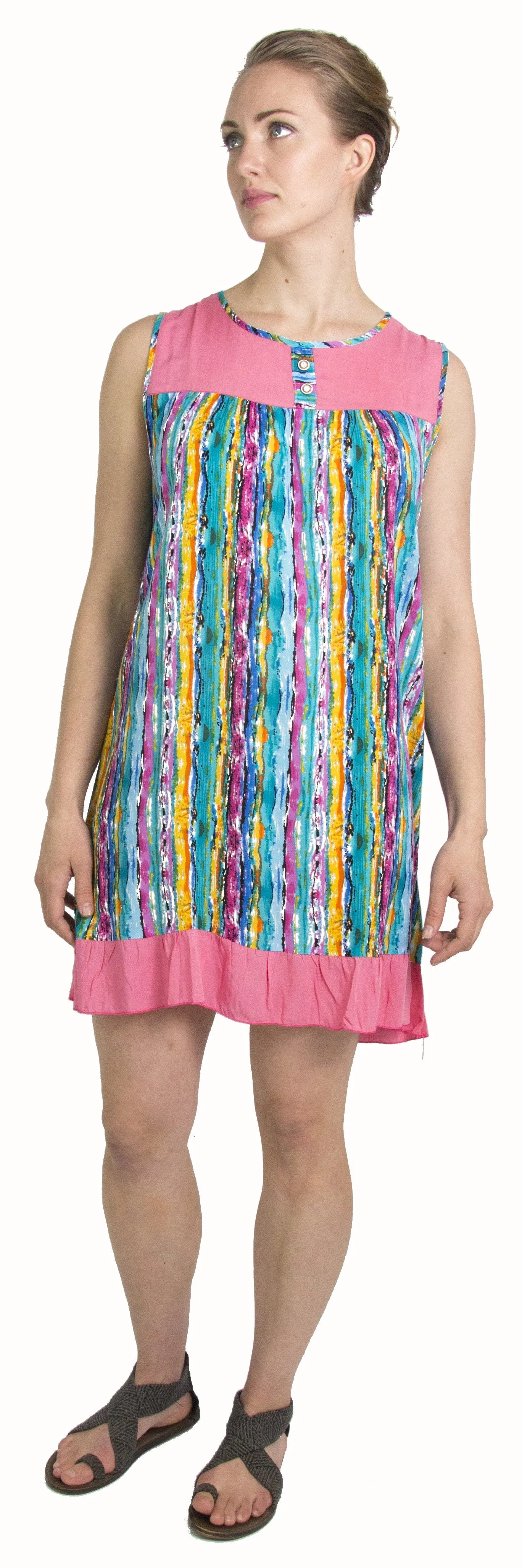 Sakkas Aidan Women Summer Short Shift Dress Colorful Loose Boho Casual Sleeveless