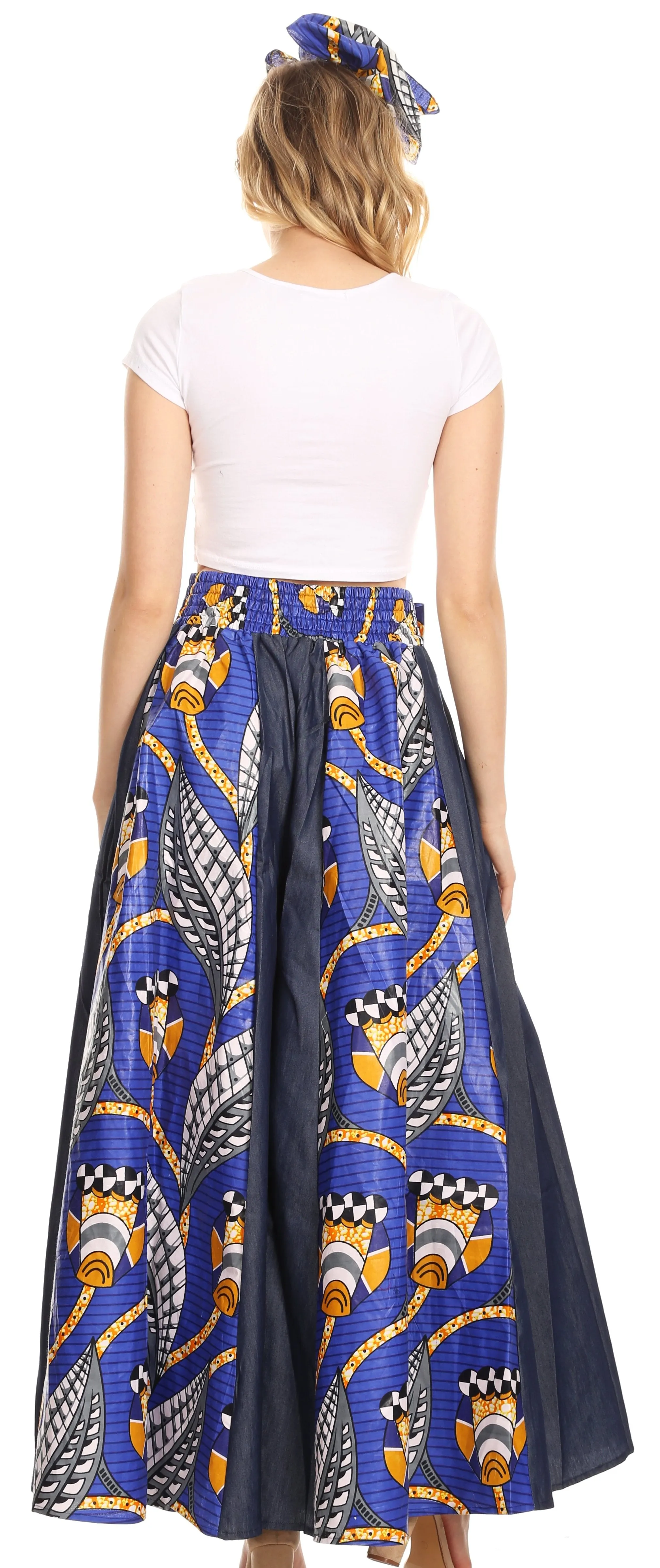 Sakkas Anisa African Wax Print Ankara Dutch Wide Leg Pants with Elastic Waist