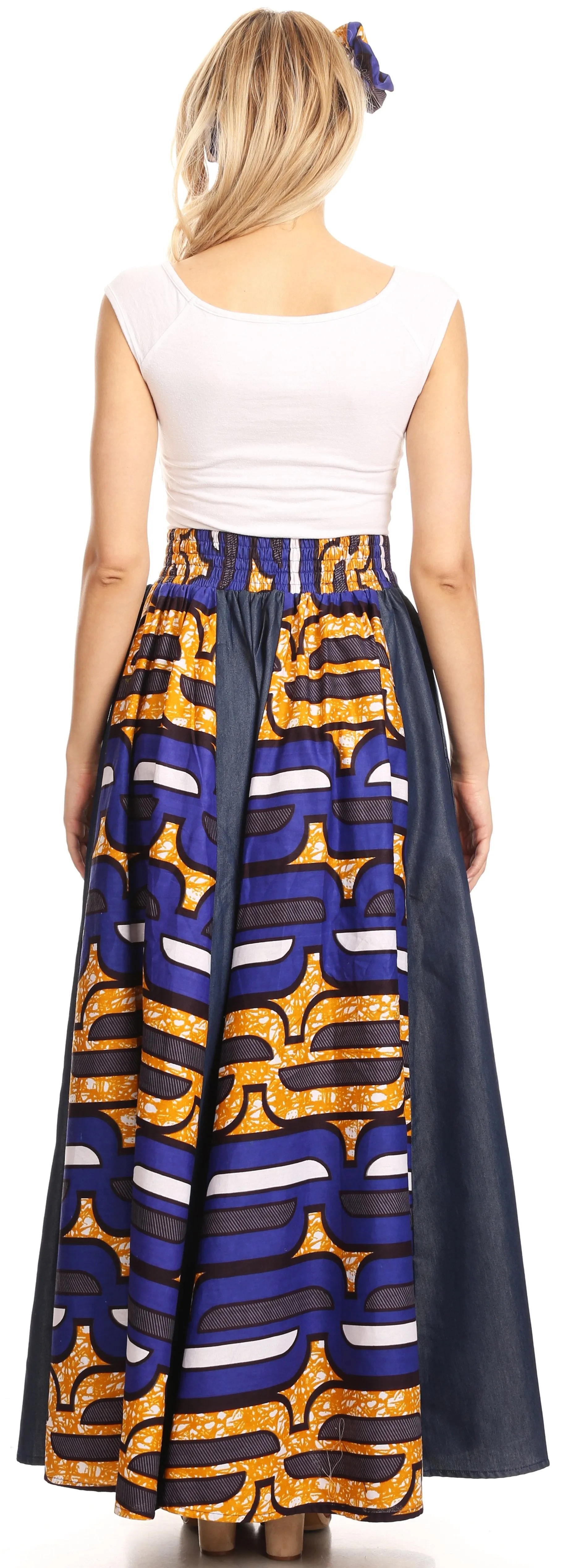 Sakkas Anisa African Wax Print Ankara Dutch Wide Leg Pants with Elastic Waist