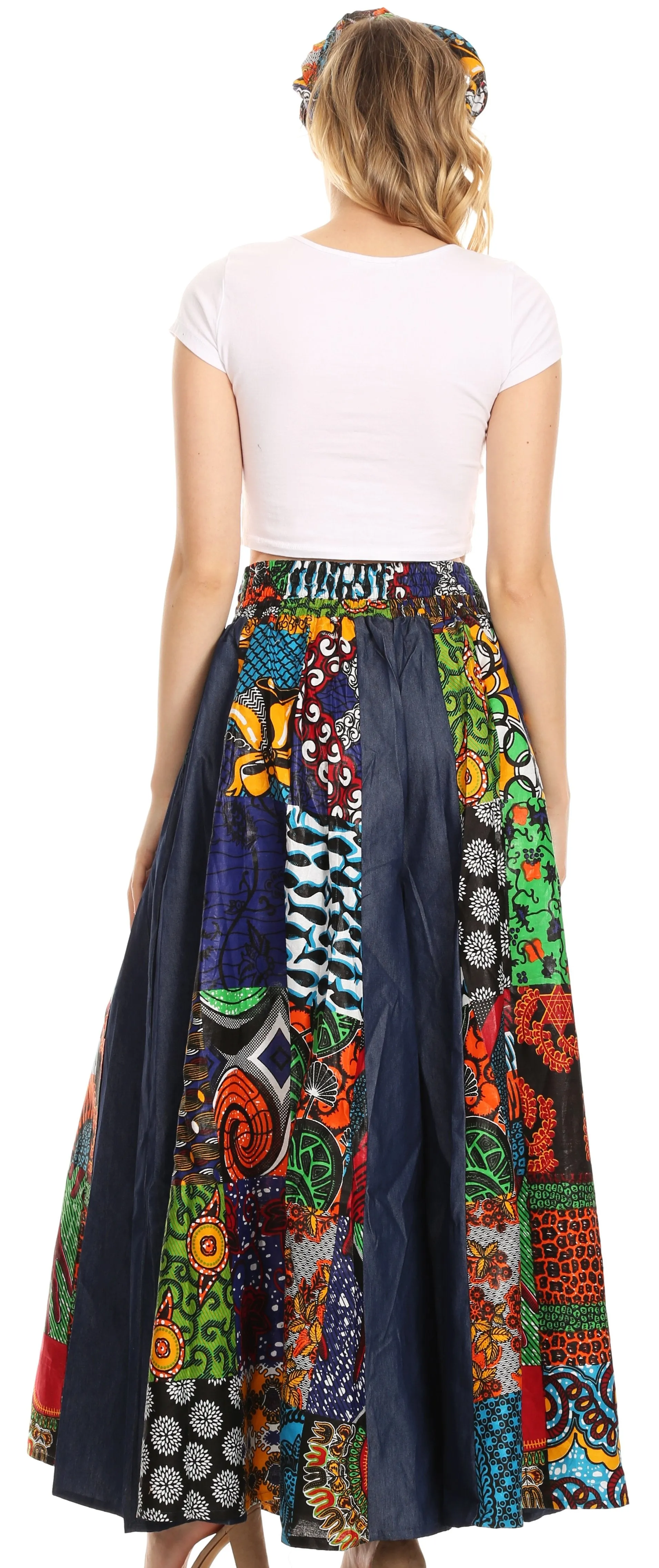 Sakkas Anisa African Wax Print Ankara Dutch Wide Leg Pants with Elastic Waist