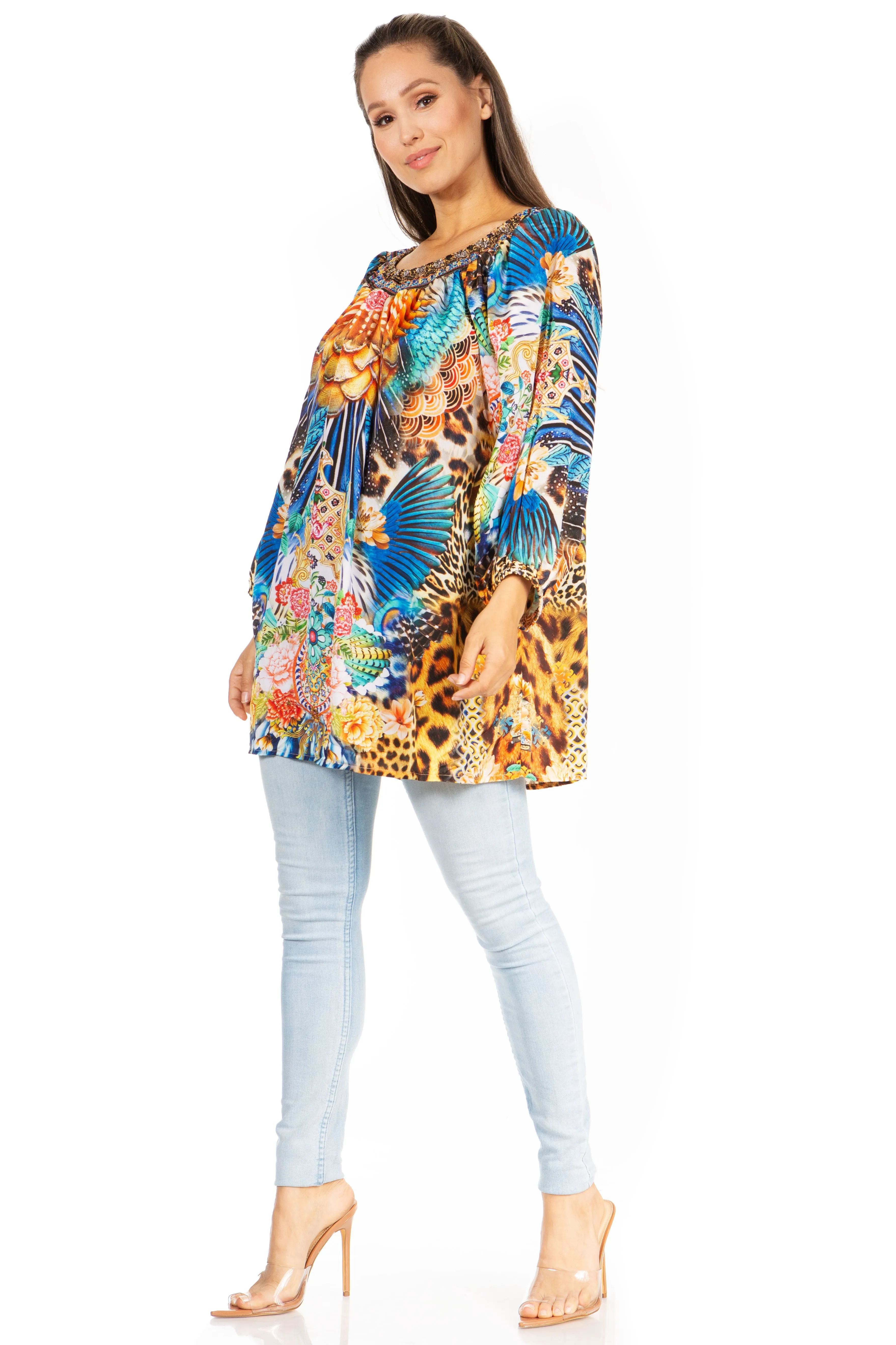 Sakkas Darsy Women's Floral Print Top - Pirate Boho Style