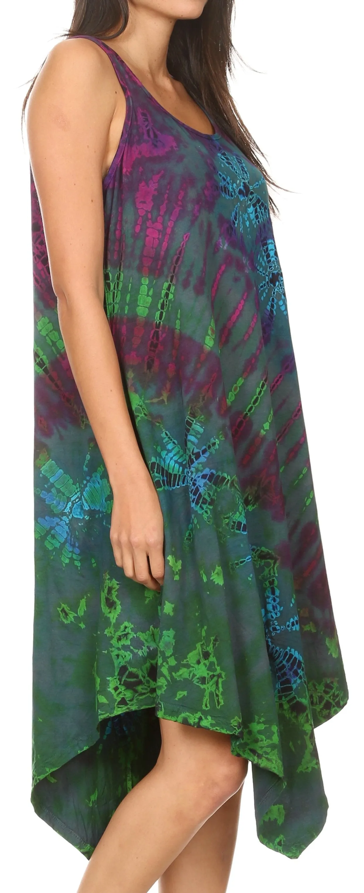 Sakkas Dylla Women's Sleeveless Tie Dye Casual Stretchy Loose Tank Dress Sundress