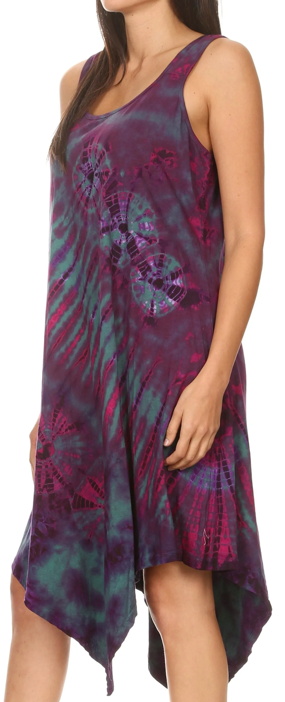 Sakkas Dylla Women's Sleeveless Tie Dye Casual Stretchy Loose Tank Dress Sundress