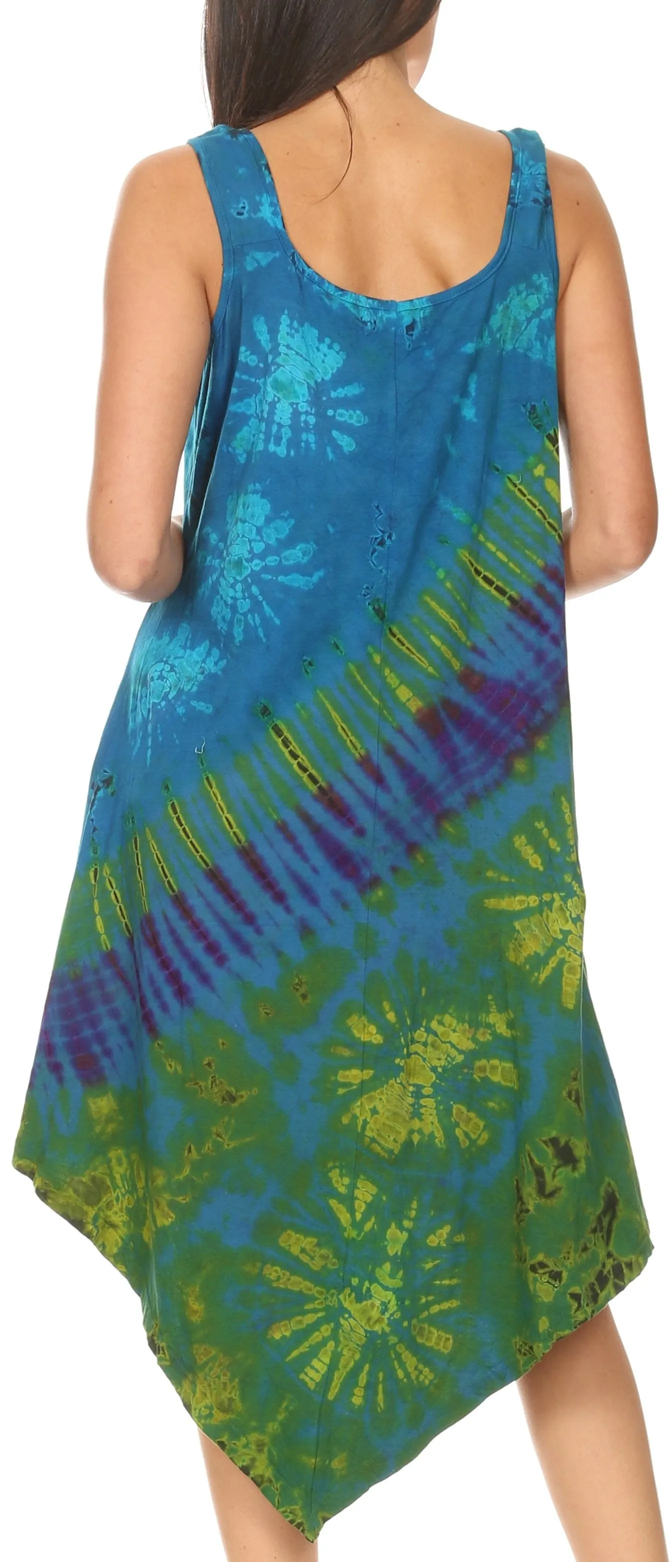 Sakkas Dylla Women's Sleeveless Tie Dye Casual Stretchy Loose Tank Dress Sundress