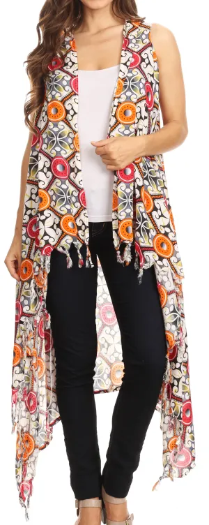 Sakkas Hatice Light Colorful Poncho Wrap Cardigan Top with African Ankara Print