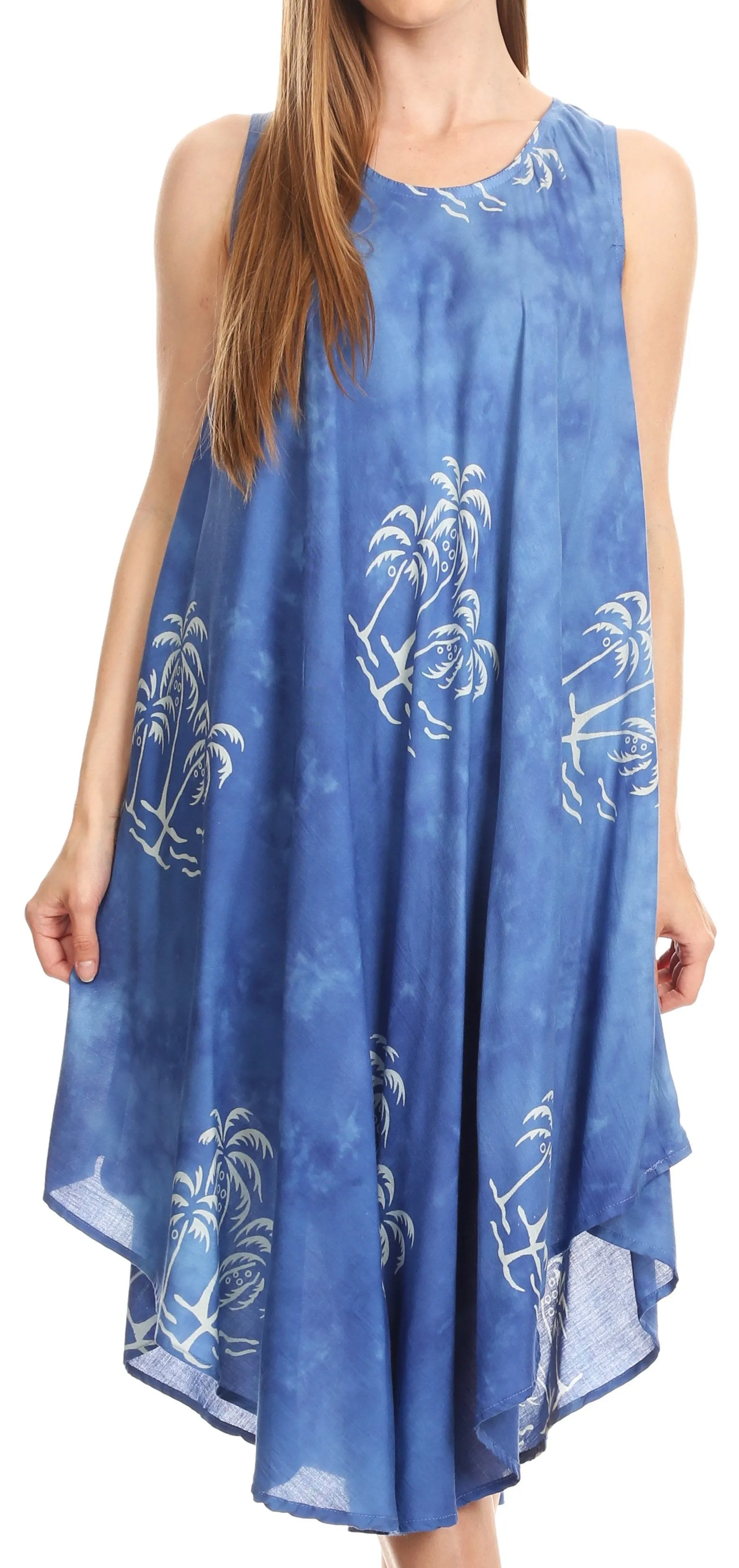 Sakkas Maddalena Summer Casual Relax fit Tank Dress Tie dye with Batik