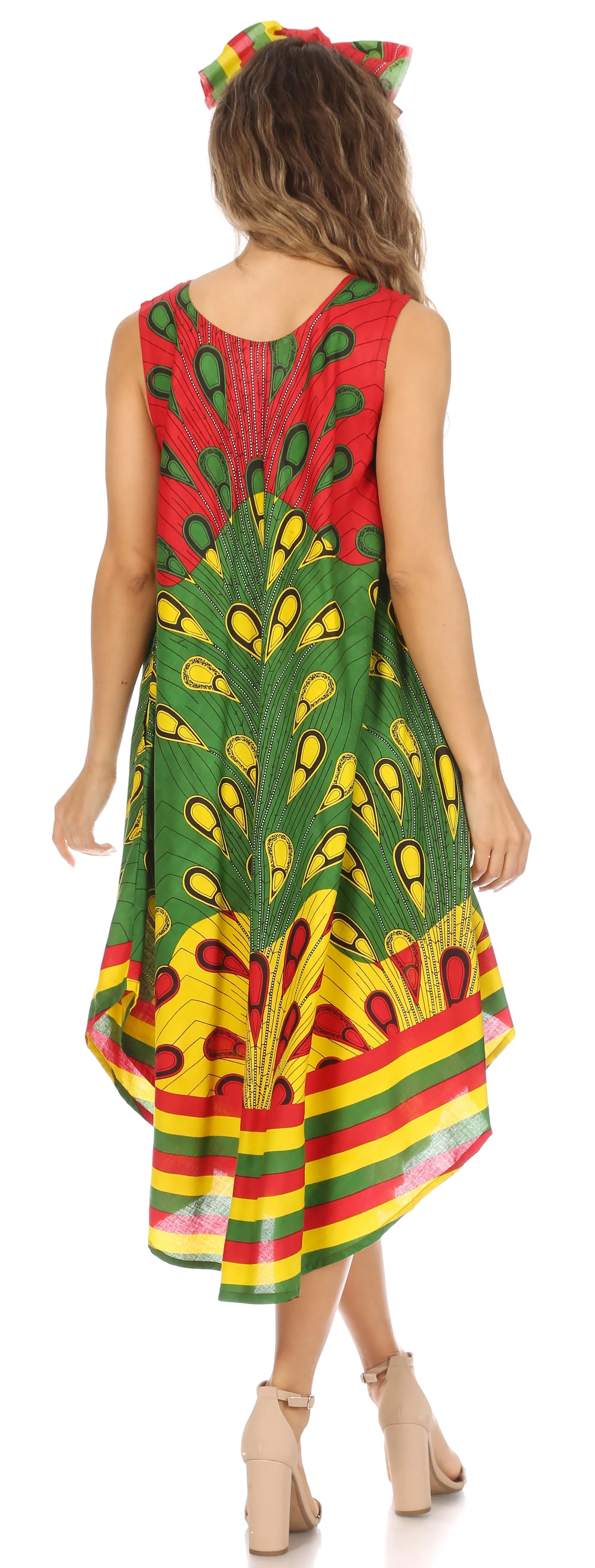 Sakkas Urbi Women's Casual African Print Beach Sleeveless Cover-up Caftan Dress