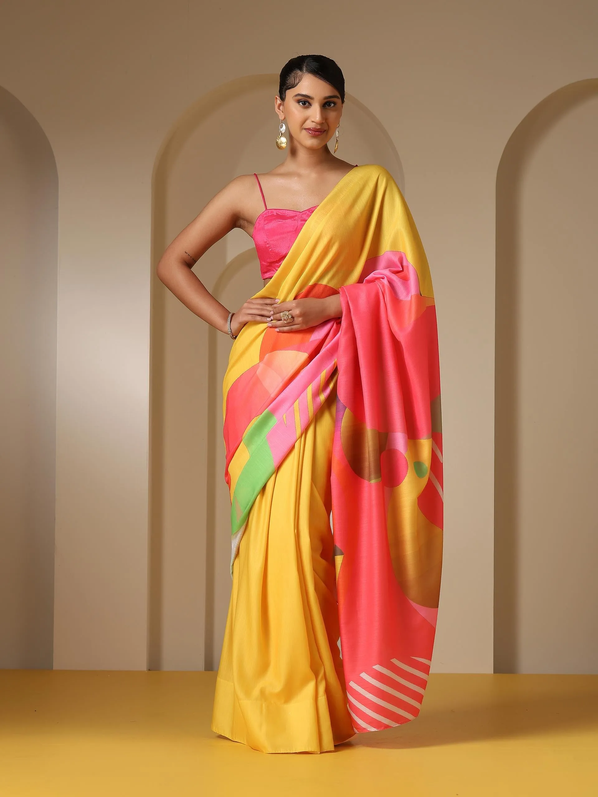 Summer Art Soft Linen Blend Saree with Blouse Fabric