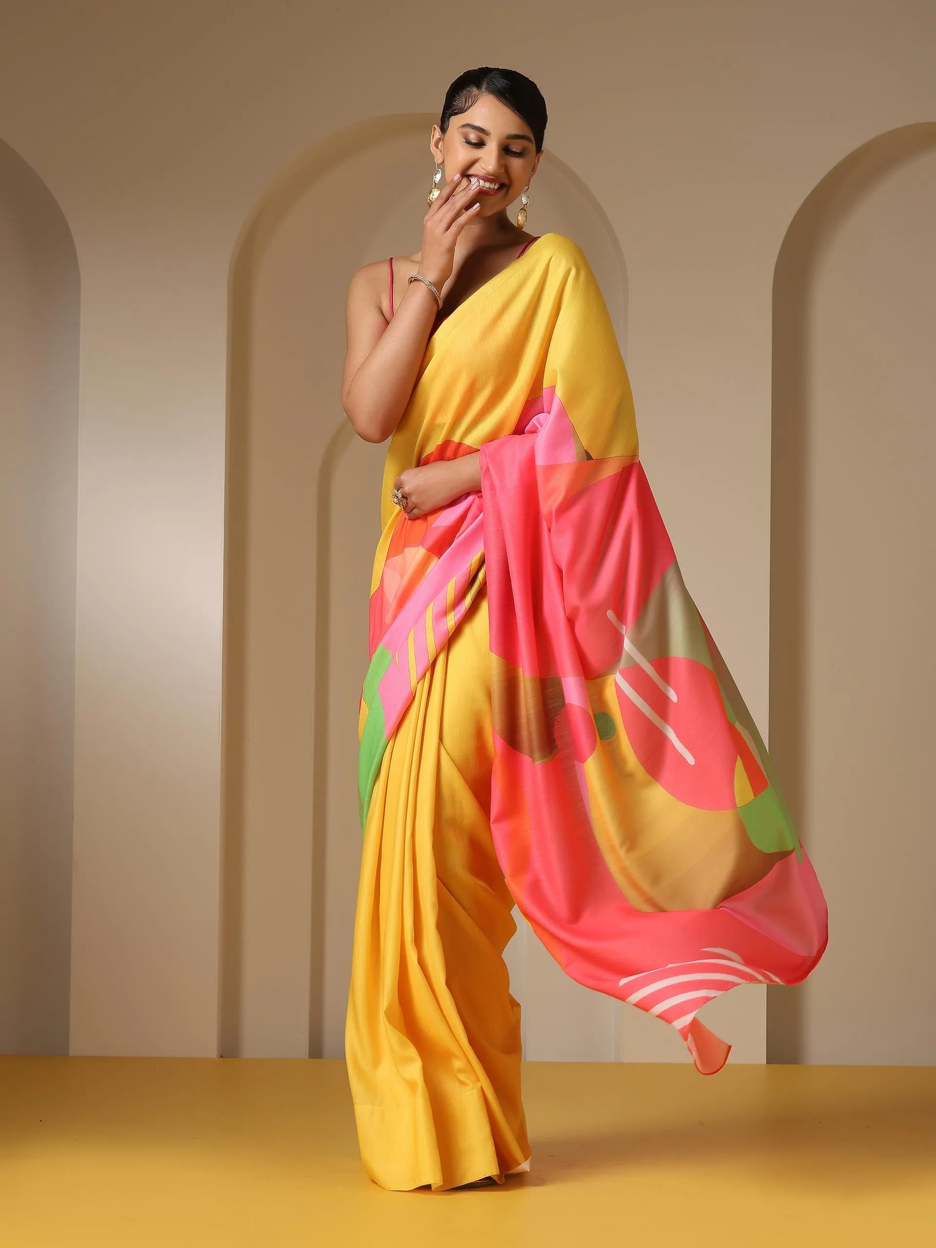 Summer Art Soft Linen Blend Saree with Blouse Fabric