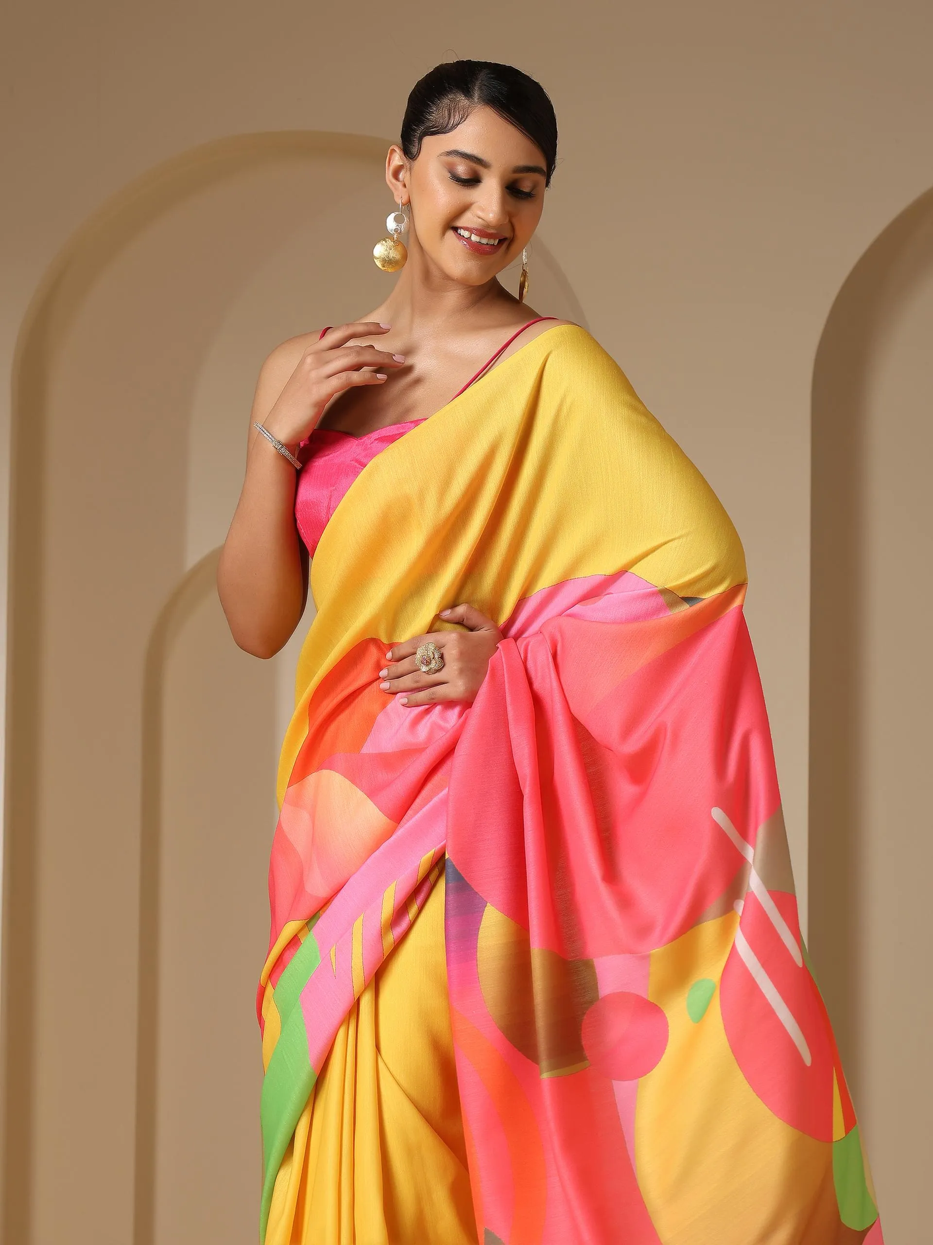 Summer Art Soft Linen Blend Saree with Blouse Fabric