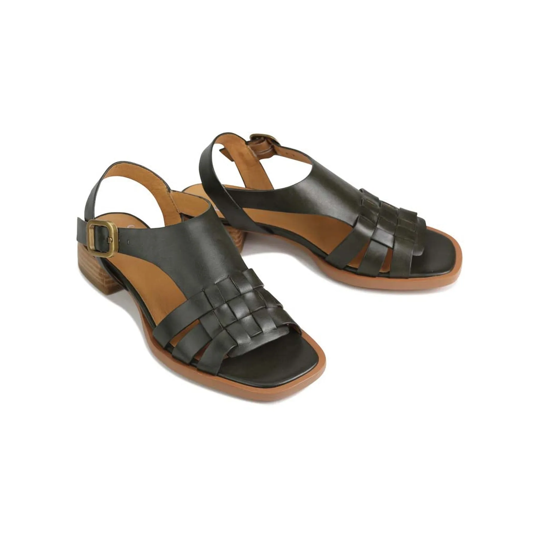 TERRI LEATHER ANKLE STRAP SANDALS