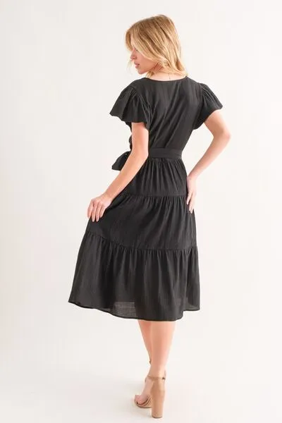 Textured Tiered Midi Dress