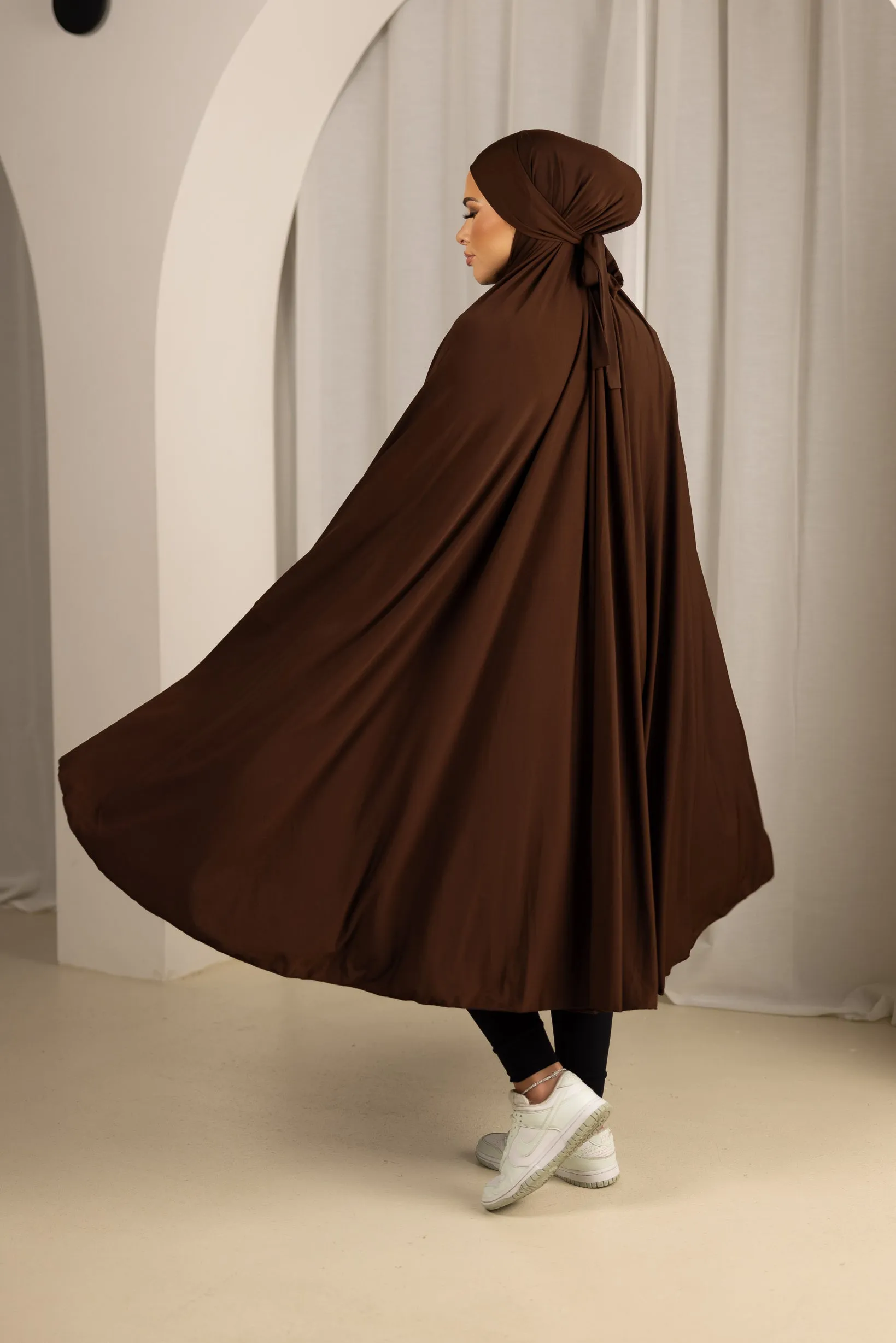 Tie Back Jilbab No Sleeves - Shades of Brown