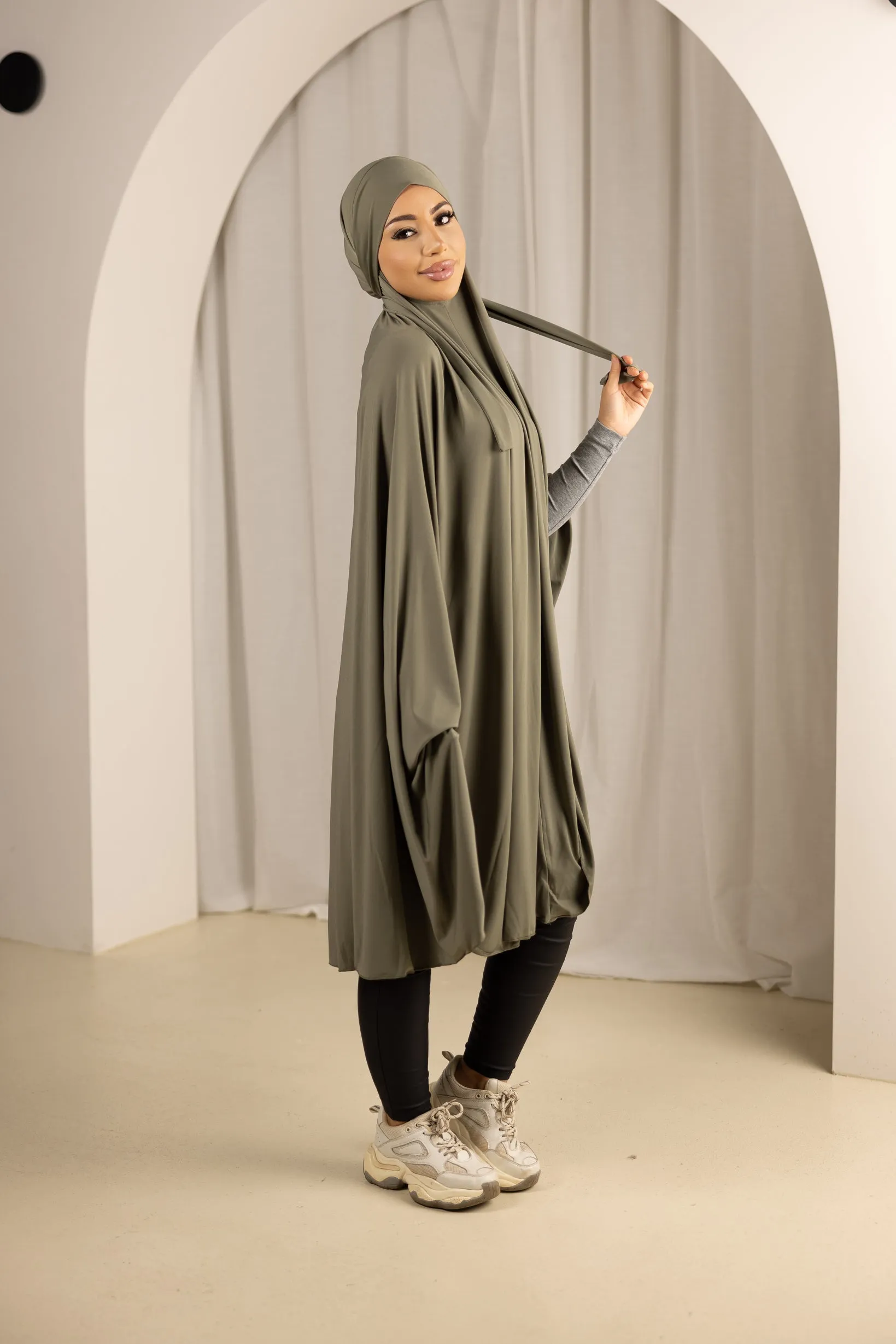 Tie Back Jilbab No Sleeves - Shades of Green