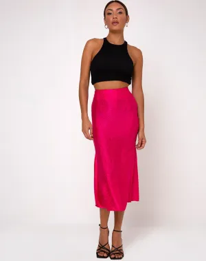 Tindra Midi Skirt in Satin Zebra Fuchsia