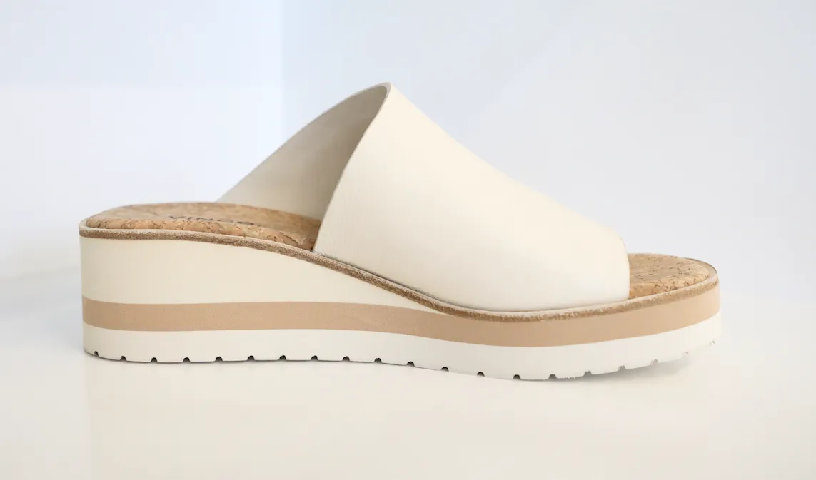 Vince - Sarria Leather Wedge Sandals in Flax