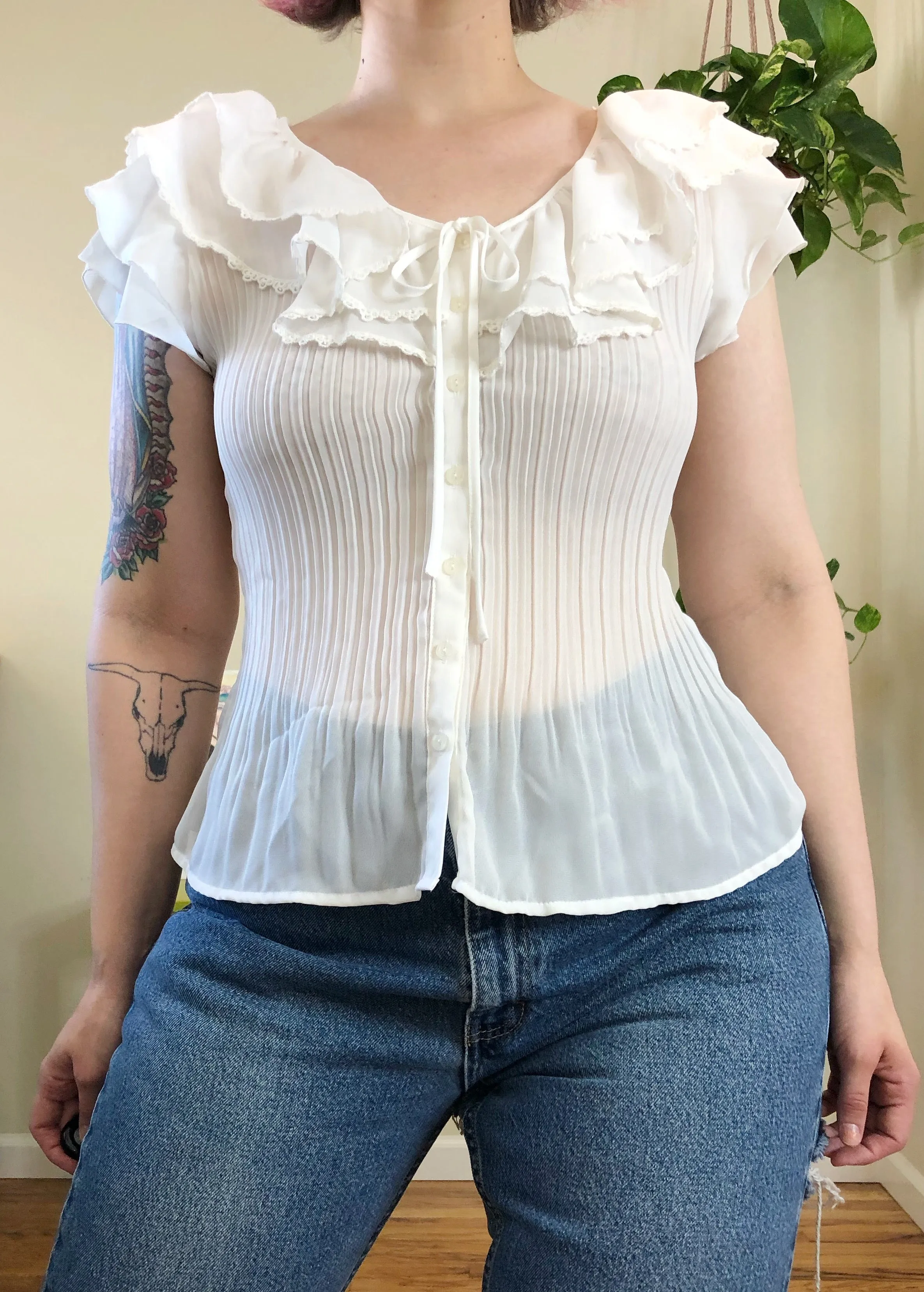 Vintage Victorian Inspired Button Front Top - M/L/XL