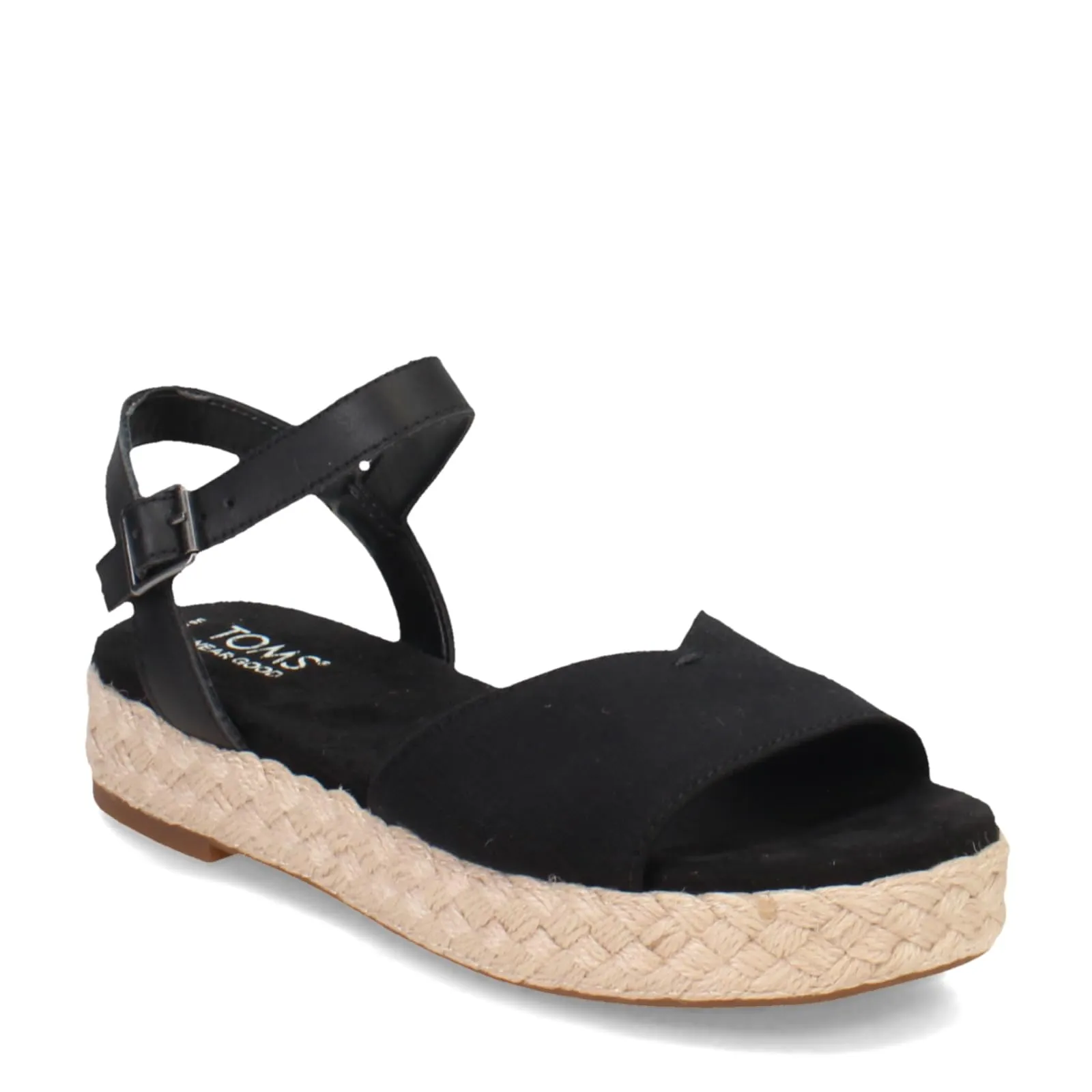 Women's Shoes TOMS ABBY Flatform Espadrille Sandals 10020814 BLACK