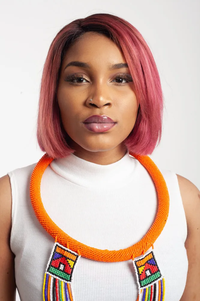 Zulu Hoop and Layered Necklace with Earrings Set- Five colours